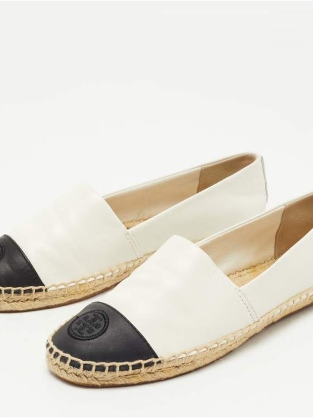 Tory Burch White Espadrilles with Black Toe Cap